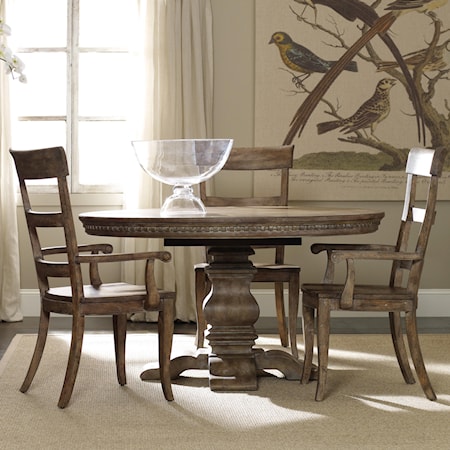 Pedestal Table and Ladderback Chair Set