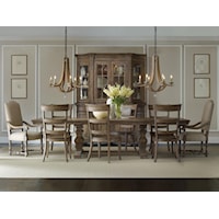 Formal Dining Set with Rectangular Table, Upholstered Arm Chairs and Ladderback Side Chairs