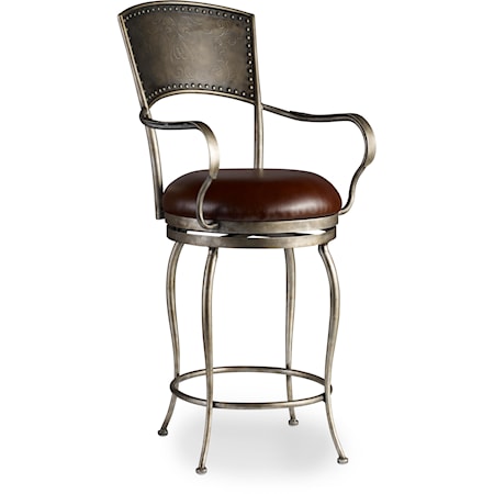 Metal Barstool with Leather Seat