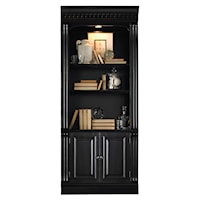 Bunching Bookcase with Touch Lighting and Door Storage