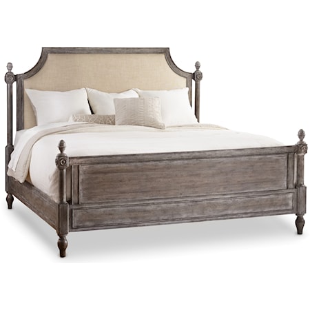 Queen Fabric Upholstered Poster Bed