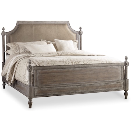 King Leather Upholstered Poster Bed