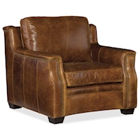 Transitional Leather Chair with Nailheads