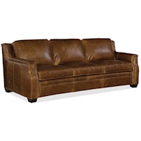 Transitional Leather Sofa with Nailheads
