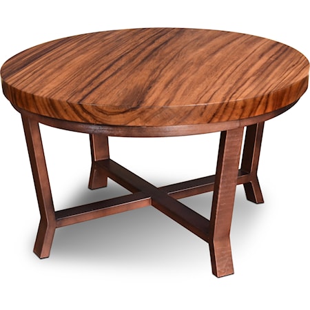 Round Cocktail Table with Solid Wood Top