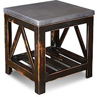 Square End Table with Zinc Top