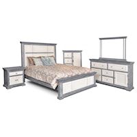 East King Bed Dresser Mirror Chest and 1 Nightstand