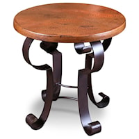 Round Copper Top End Table With Scroll Feet