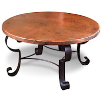 Round Copper Top Cocktail Table With Scroll Feet