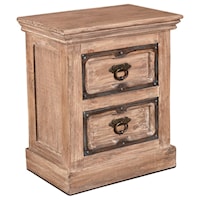 2 Drawer Nightstand With Oval Ring Pulls