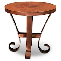 Hammered Copper Top with Metal Base Round End Table