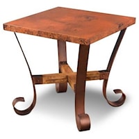 Hammered Copper Top with Metal Base Square End Table