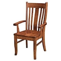 Customizable Solid Wood Slat Back Arm Chair
