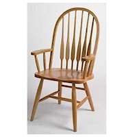 Solid Wood Eight Spindle High Back Arm Chair