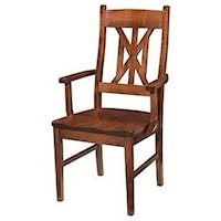 Customizable Solid Wood Arm Chair with Decorative Back