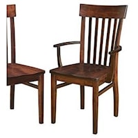 Customizable Solid Wood Slat Back Arm Chair