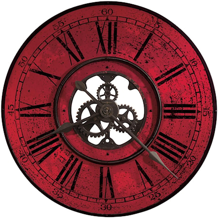 Red Brassworks Wall Clock