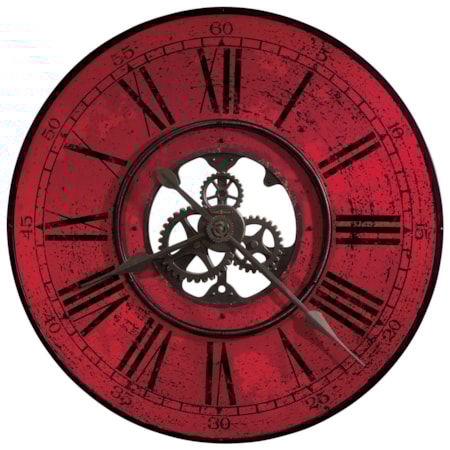Red Brassworks Wall Clock