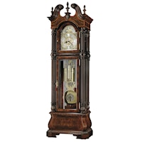 J.H. Miller II Grandfather Clock with Three Carved Finials