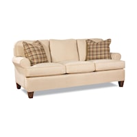 Customizable Transitional Three-Seater Sofa with Rolled Arms and Tapered Block Legs