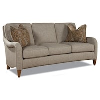 Transitional 3 Seat Sofa with English Arms and Tapered Feet