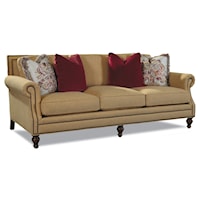 3 Leg Sofa with Rolled Arms and Nail Head Trim