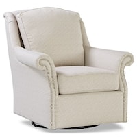 Transitional Swivel Glider Chair with Nailhead Trim