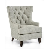 Transitional Upholstered Wing Chair with Tufted Back