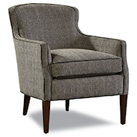 Upholstered Chair with Track Arms, Nail Head Trim, and Tapered Wood Legs