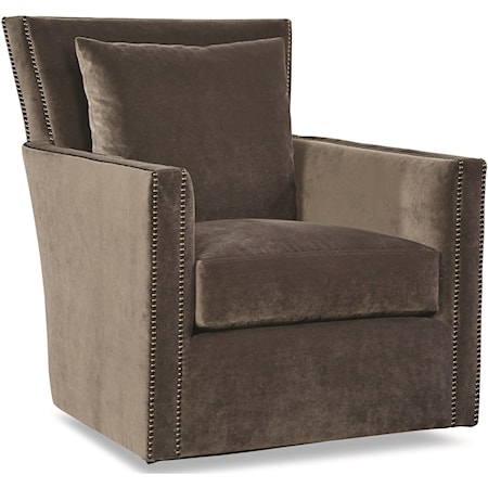 Contemporary Swivel Chair with Nailhead Trim