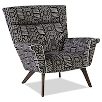 Mid-Century Modern Upholstered Accent Chair with Flared Arms and Splayed Legs