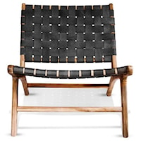 Teak Lovina Chair, Black Leather