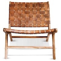 Teak Lovina Chair, Brown Leather
