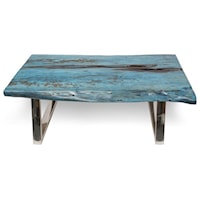 Miami Blue Coffee Table w/ Stainless Steel, Rect - Large
