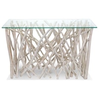 Whitewash Branch Console Table, Rect