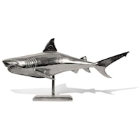 Sand Casted Aluminum Table Shark on Stand