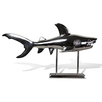 Sand Casted Aluminum Shark on Stand