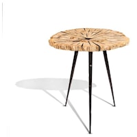 Raasay Petrified Wood Side Table - Metal Legs