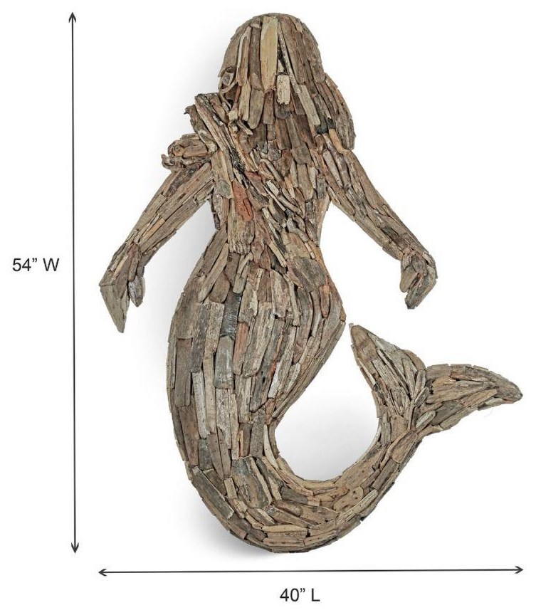 Ibolili Wall Art Driftwood Mermaid