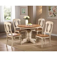 5 piece round expandable table with napoleon chairs