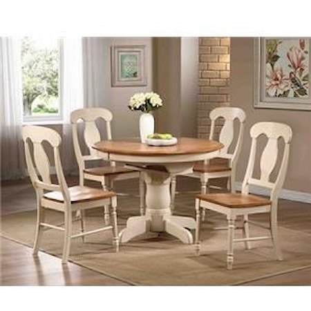 5 piece round expandable table with napoleon