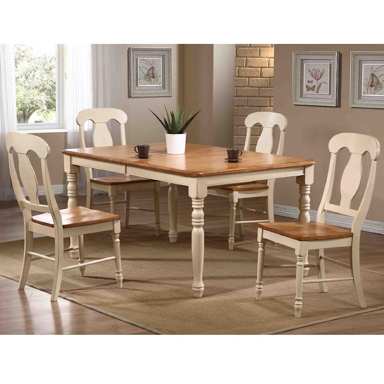 Iconic Furniture Co. Caramel Biscotti 5 Piece Dining Set with Splat Back Chairs