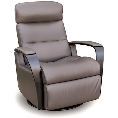 Modern Peak Recliner Relaxer with Exposed Wood Arms
