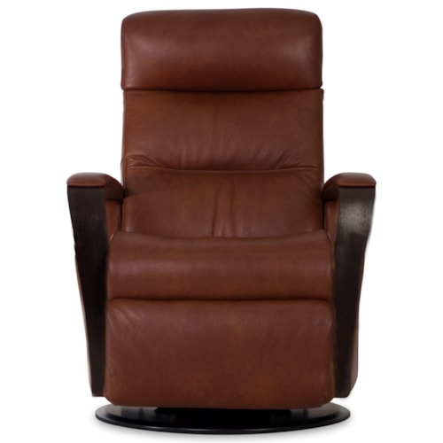 Modern Peak Recliner Relaxer with Exposed Wood Arms