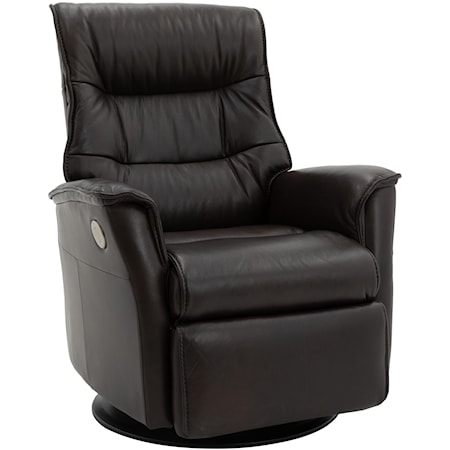 Dark Brown Leather Medium Power Recliner