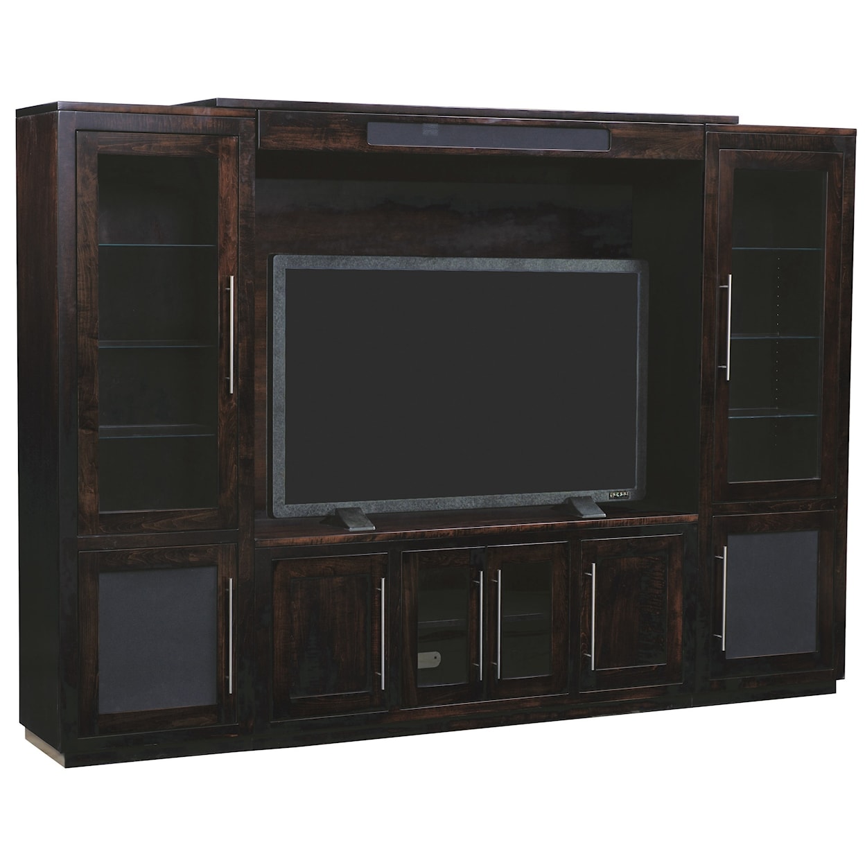 INTEG Wood Products Entertainment Customizable NY Bridge Wall Unit