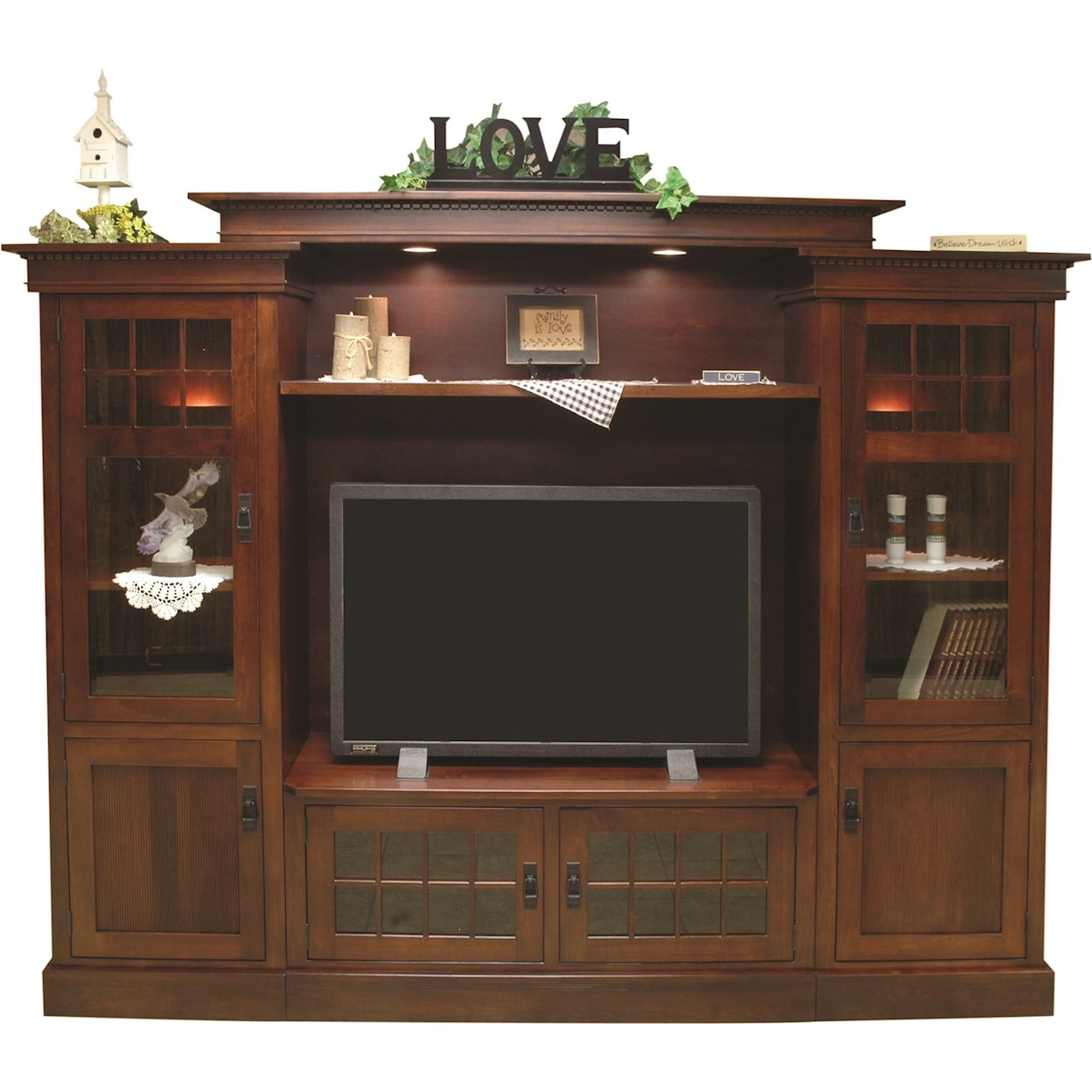 INTEG Wood Products Entertainment Customizable Rockford Bridge Wall Unit