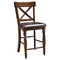 24" X-Back Barstool with Upholstered Cushion Seat