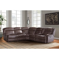 Casual Dual Power Reclining Sectional Sofa with Power Headrests, USB Ports, and Cup Holders
