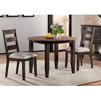 Transitional 3-Piece Table and Chair Set with Drop Leaves and Upholstered Seats